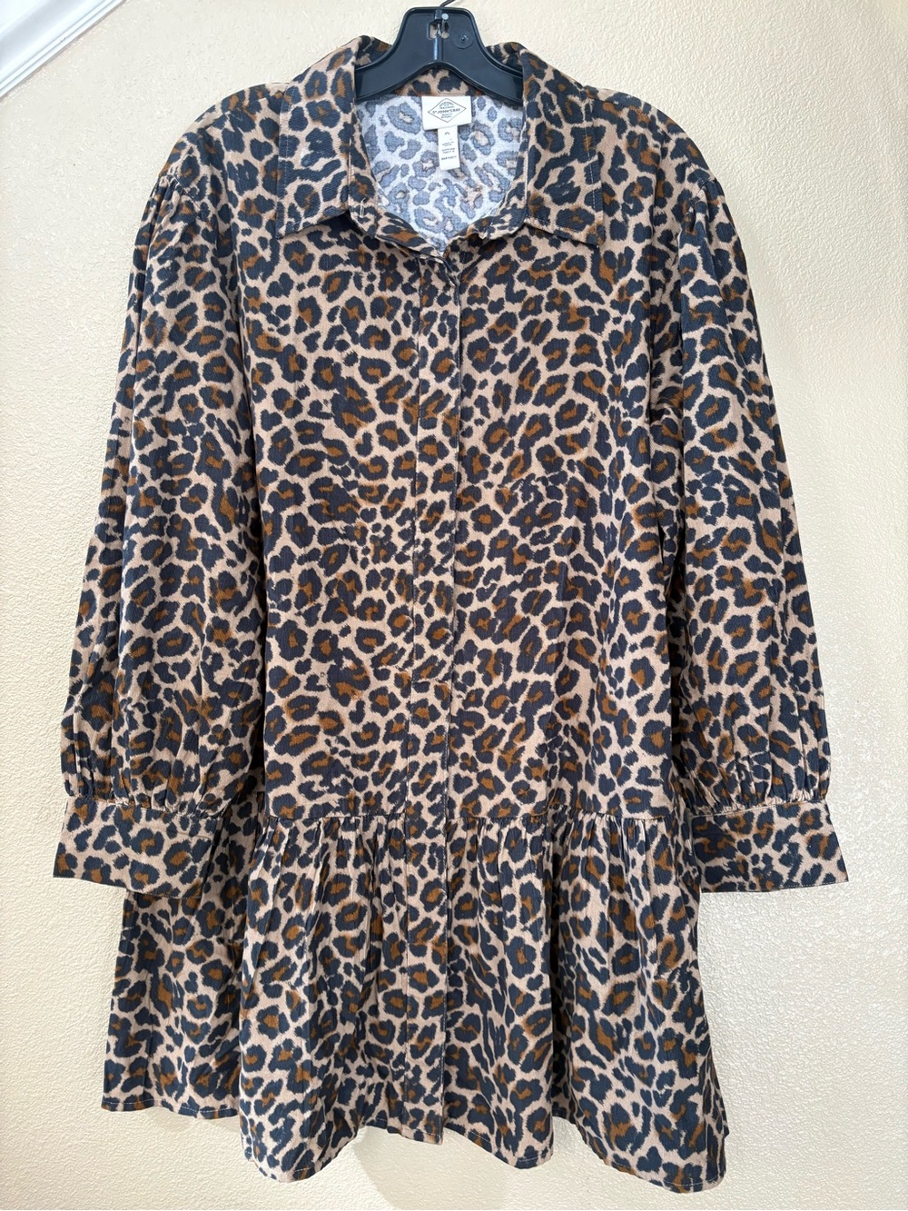 St. John's Bay Leopard Print Long Sleeve Casual Dress - Brown & Black